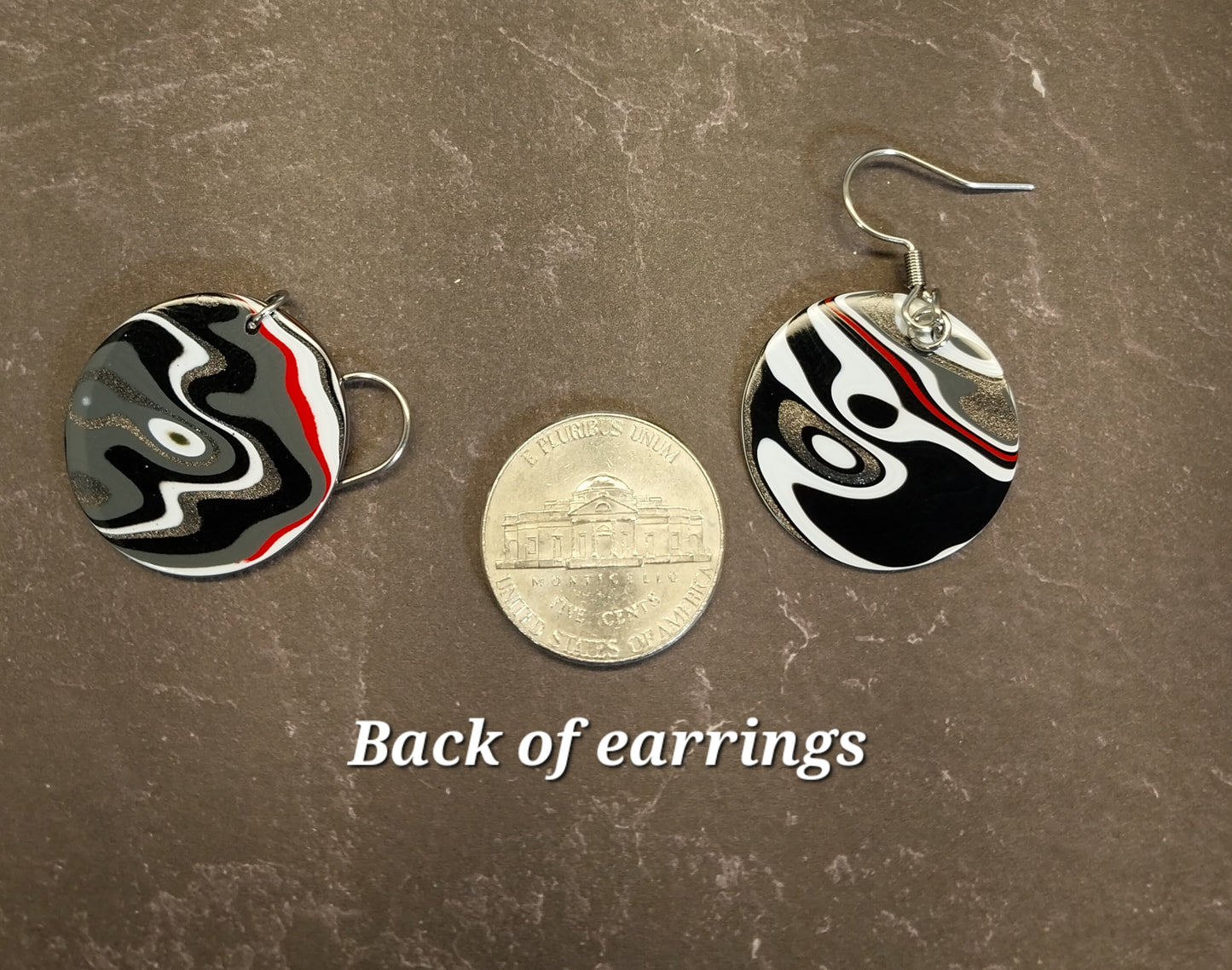 Large Fordite Earrings, Circle Shape, Happy Agate Studio, EB116