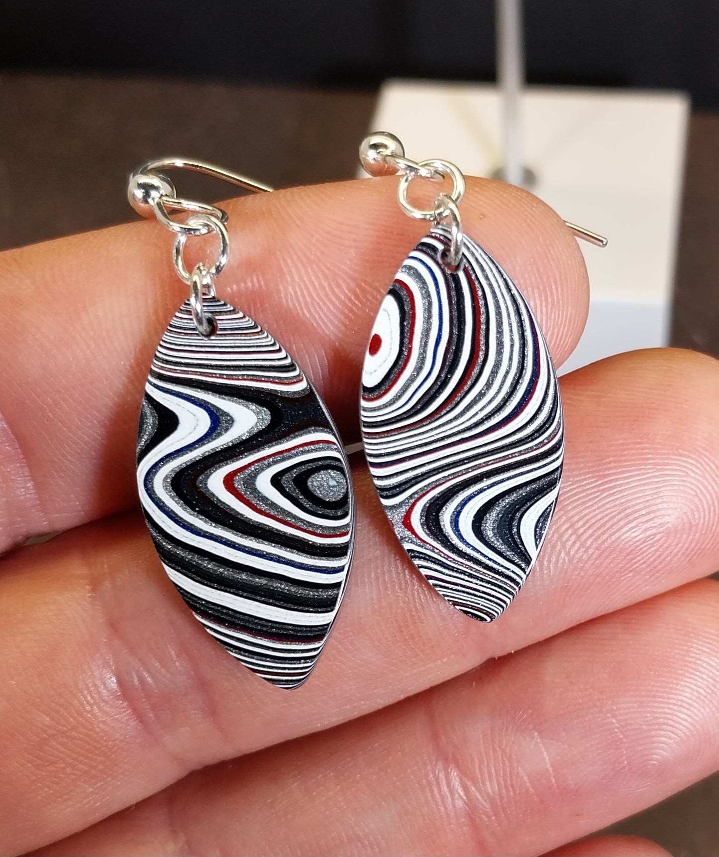 Fordite Earring Automotive Paint Jewelry and Sterling Silver