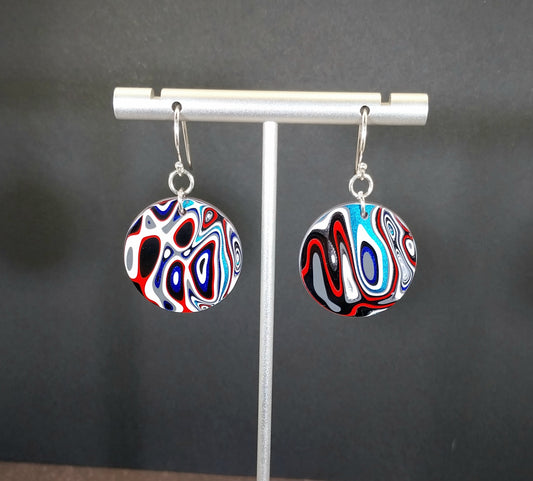 Large Fordite Circle Drop Earrings, Fordite Earrings