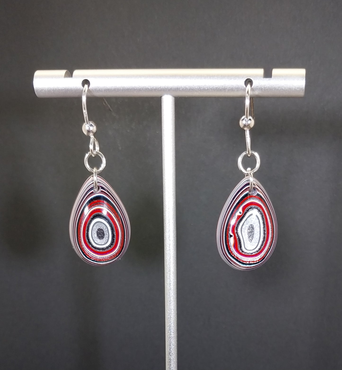 Fordite Earrings Made with Ohio Motor Agate and Sterling Silver