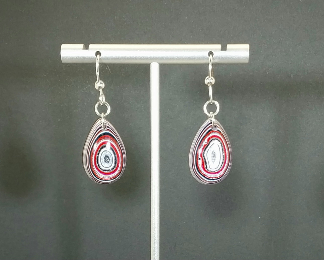 Fordite Earrings Made with Ohio Motor Agate and Sterling Silver