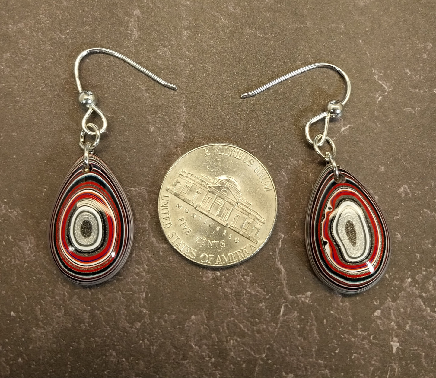 Fordite Earrings Made with Ohio Motor Agate and Sterling Silver