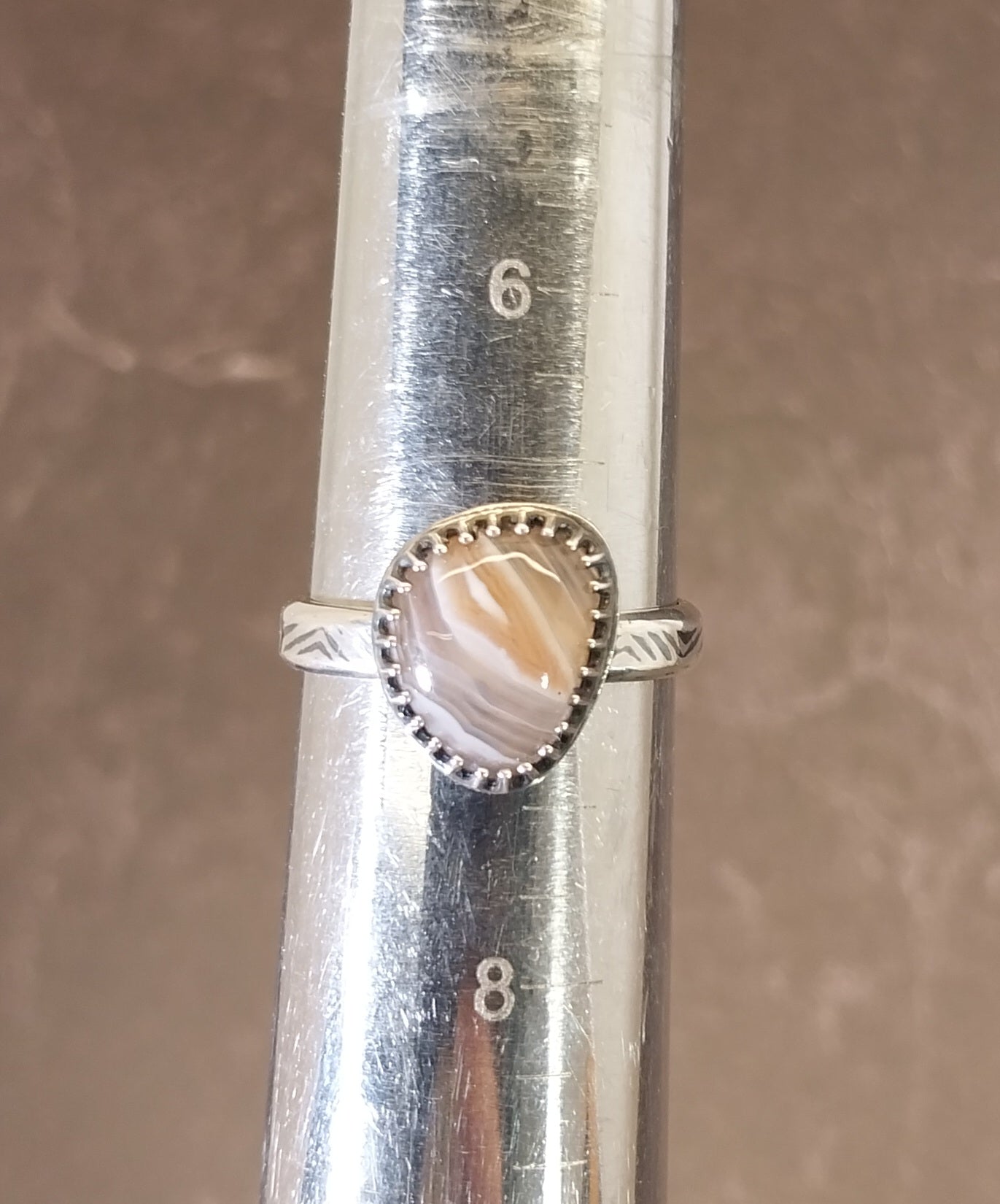 Lake Superior Agate, Minnesota Agate Silver Ring Size 7