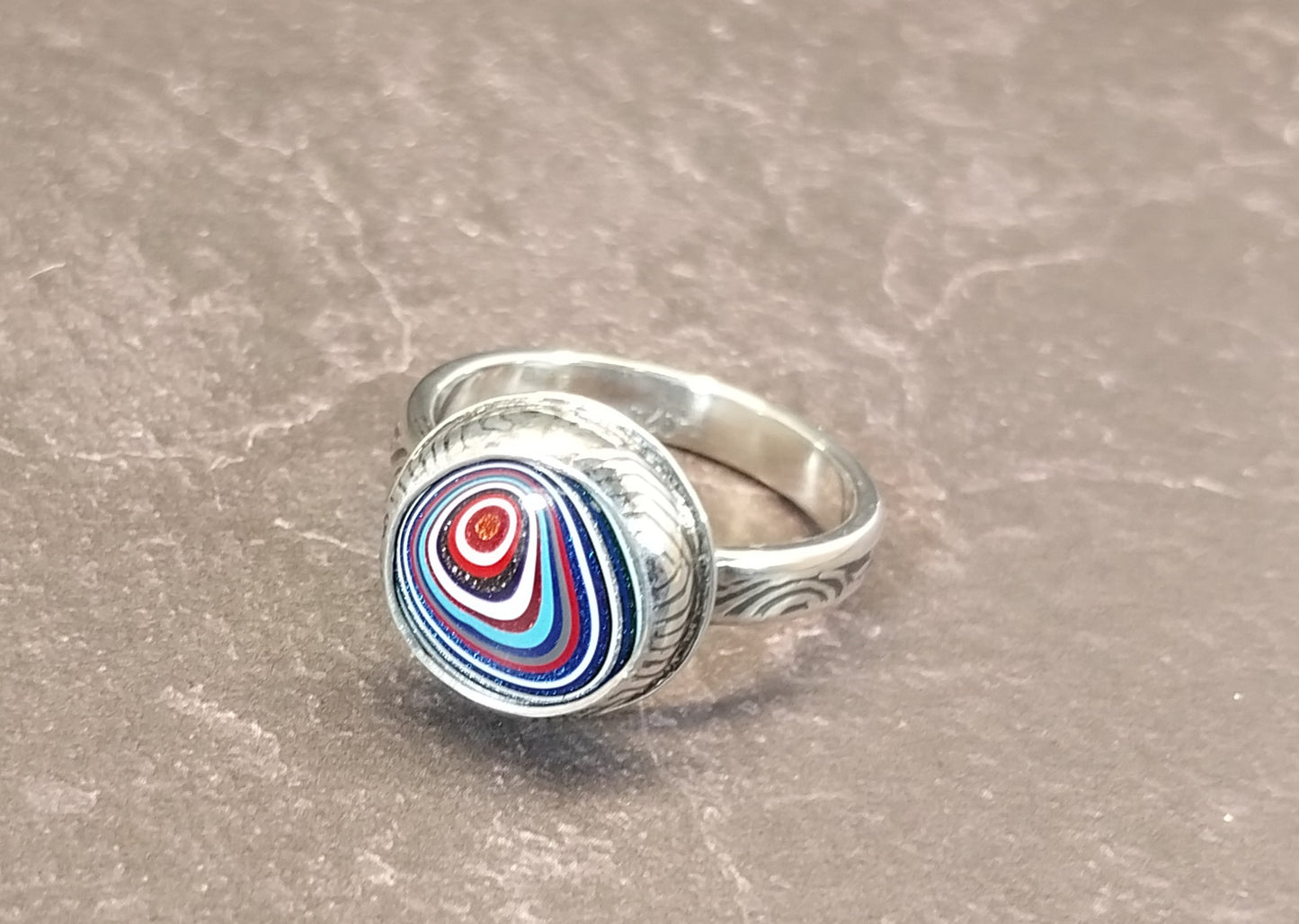 Fordite Ring in Solid Sterling Silver, Upcycled, Unique Artisan Handcrafted