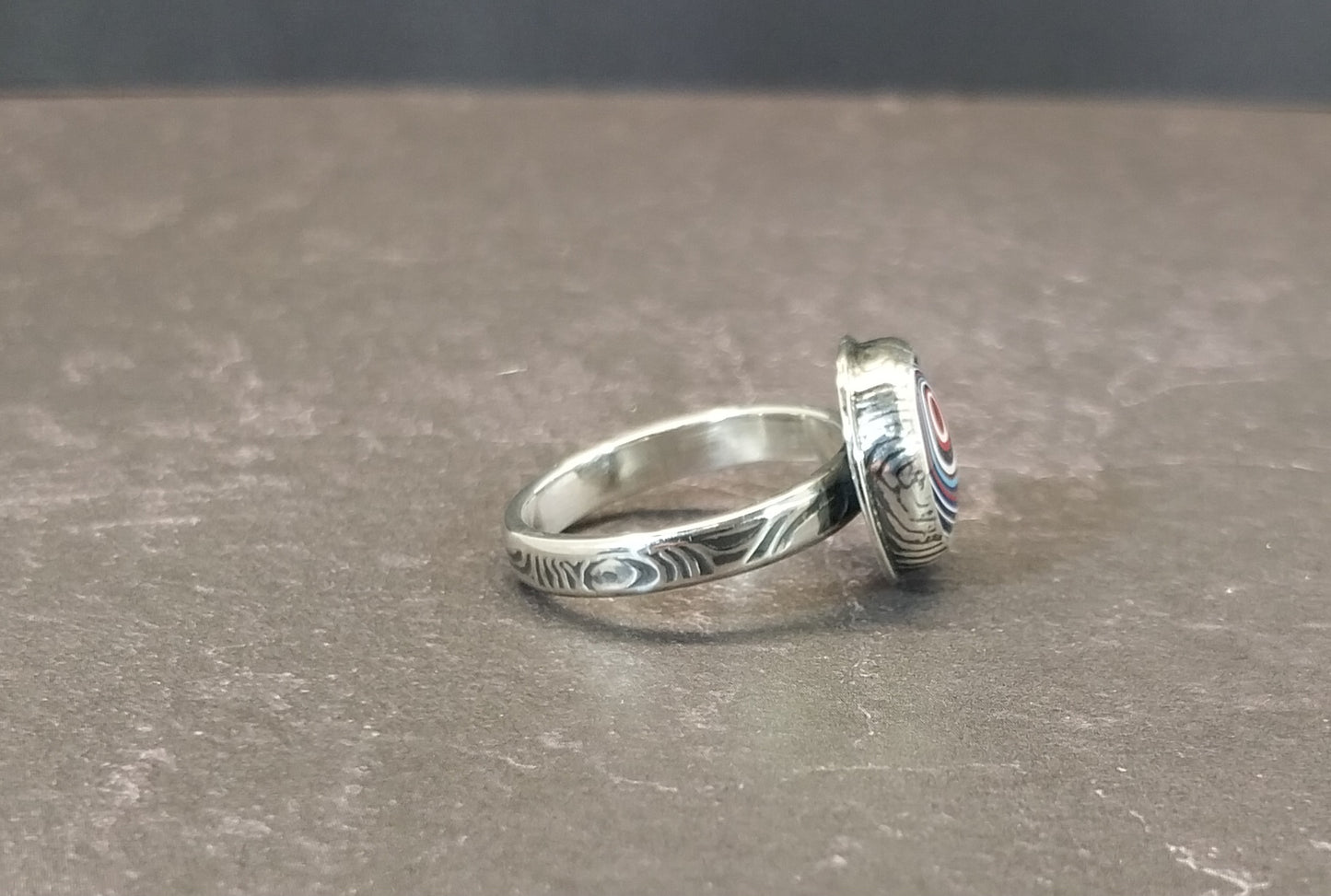 Fordite Ring in Solid Sterling Silver, Upcycled, Unique Artisan Handcrafted