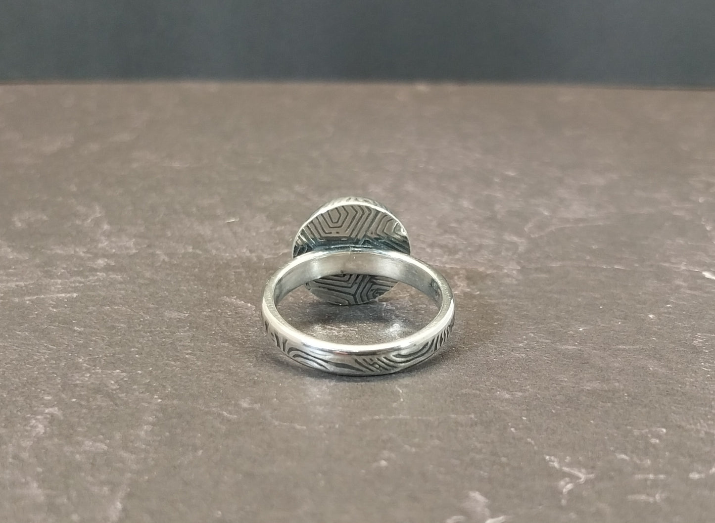 Fordite Ring in Solid Sterling Silver, Upcycled, Unique Artisan Handcrafted