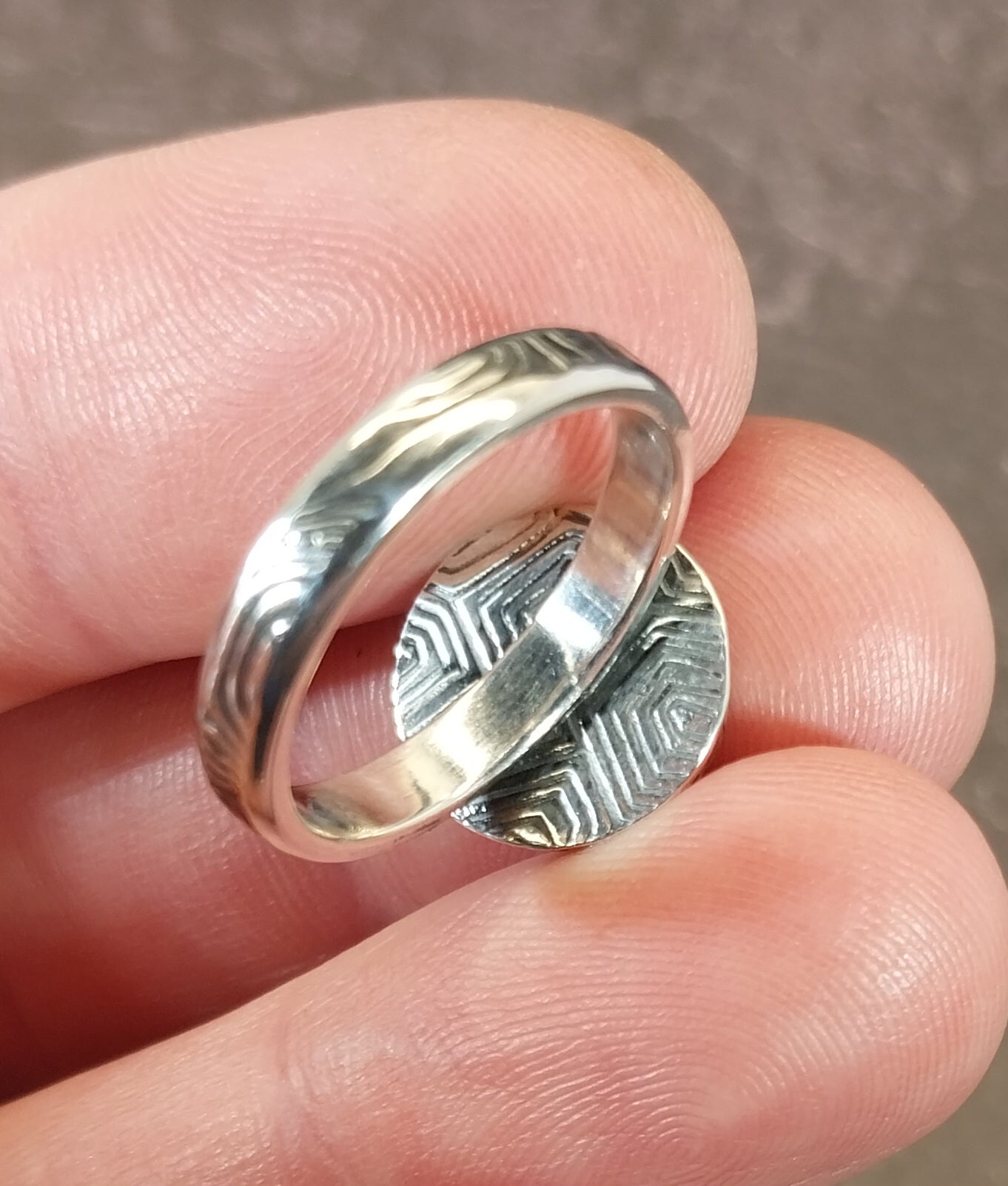 Fordite Ring in Solid Sterling Silver, Upcycled, Unique Artisan Handcrafted