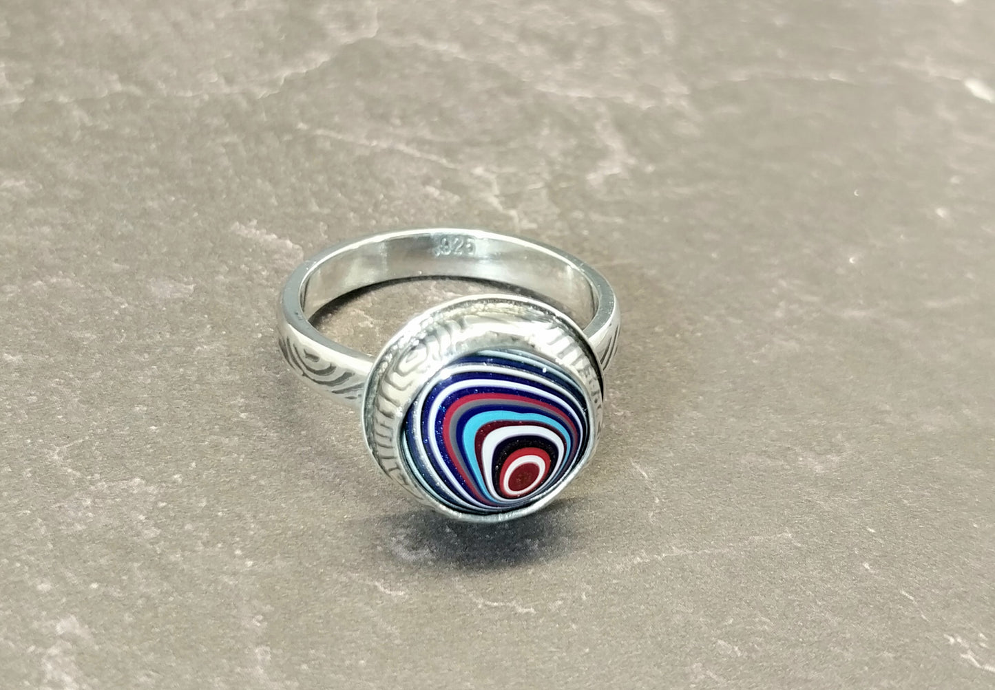 Fordite Ring in Solid Sterling Silver, Upcycled, Unique Artisan Handcrafted