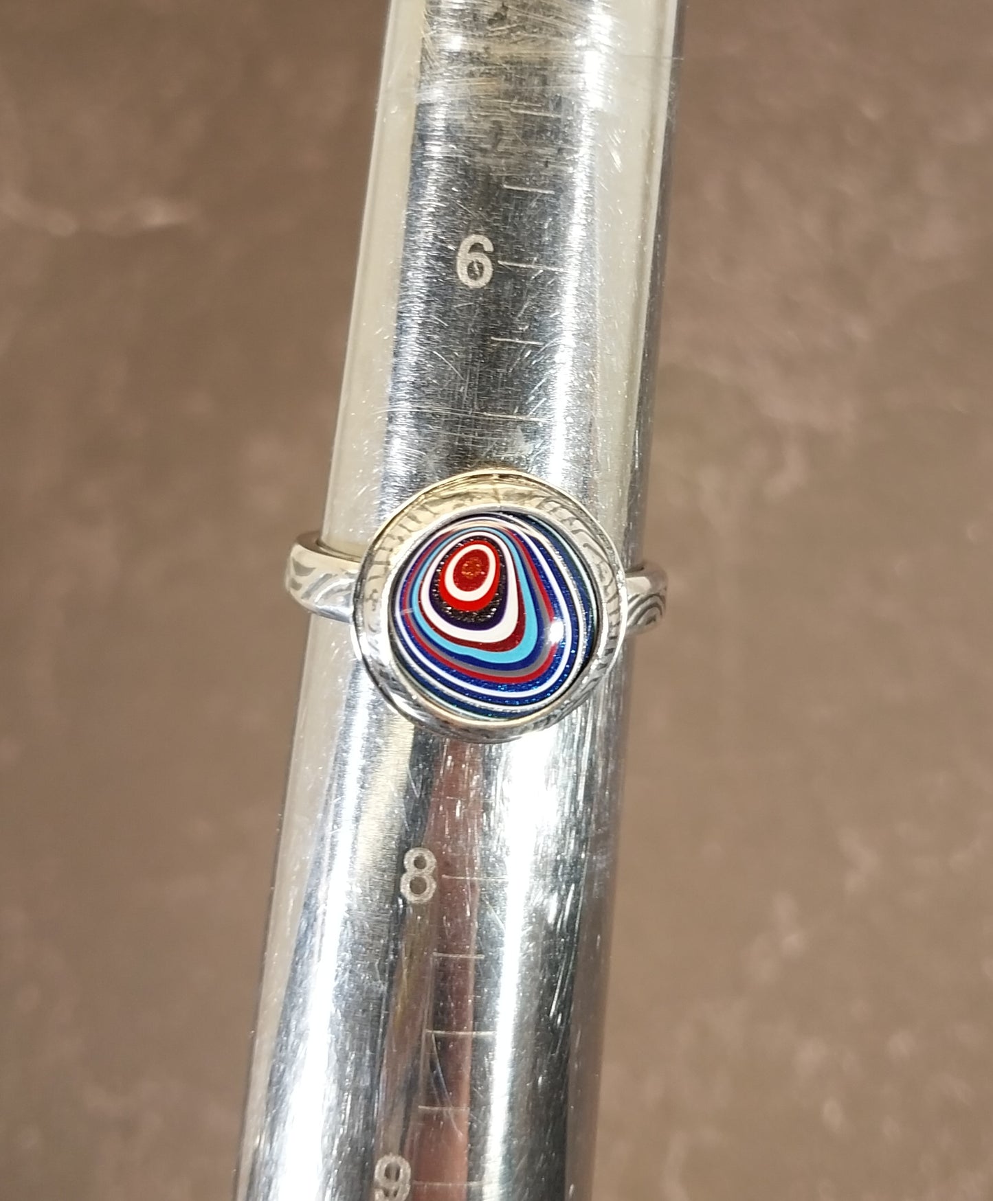 Fordite Ring in Solid Sterling Silver, Upcycled, Unique Artisan Handcrafted
