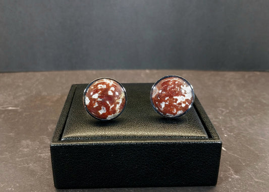 Lake Superior Agate Cufflinks, Stainless Steel Settings, Wisconsin Handmade Jewelry