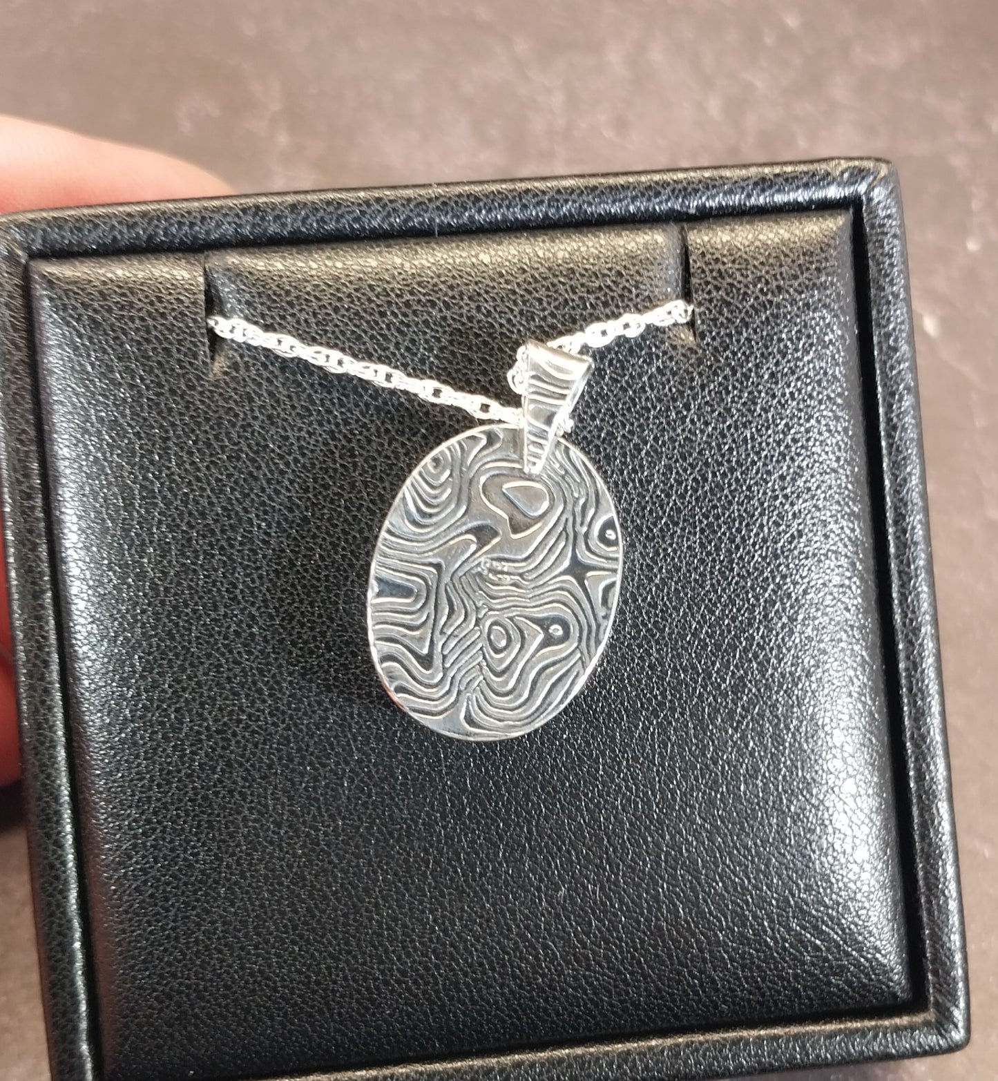 Fordite Necklace in Solid Silver with Wild Patterns