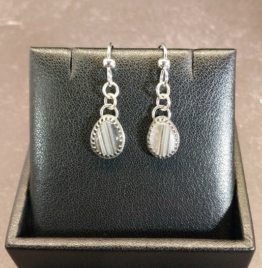 Lake Superior Agate Earring, Matched Set in Solid Sterling Silver