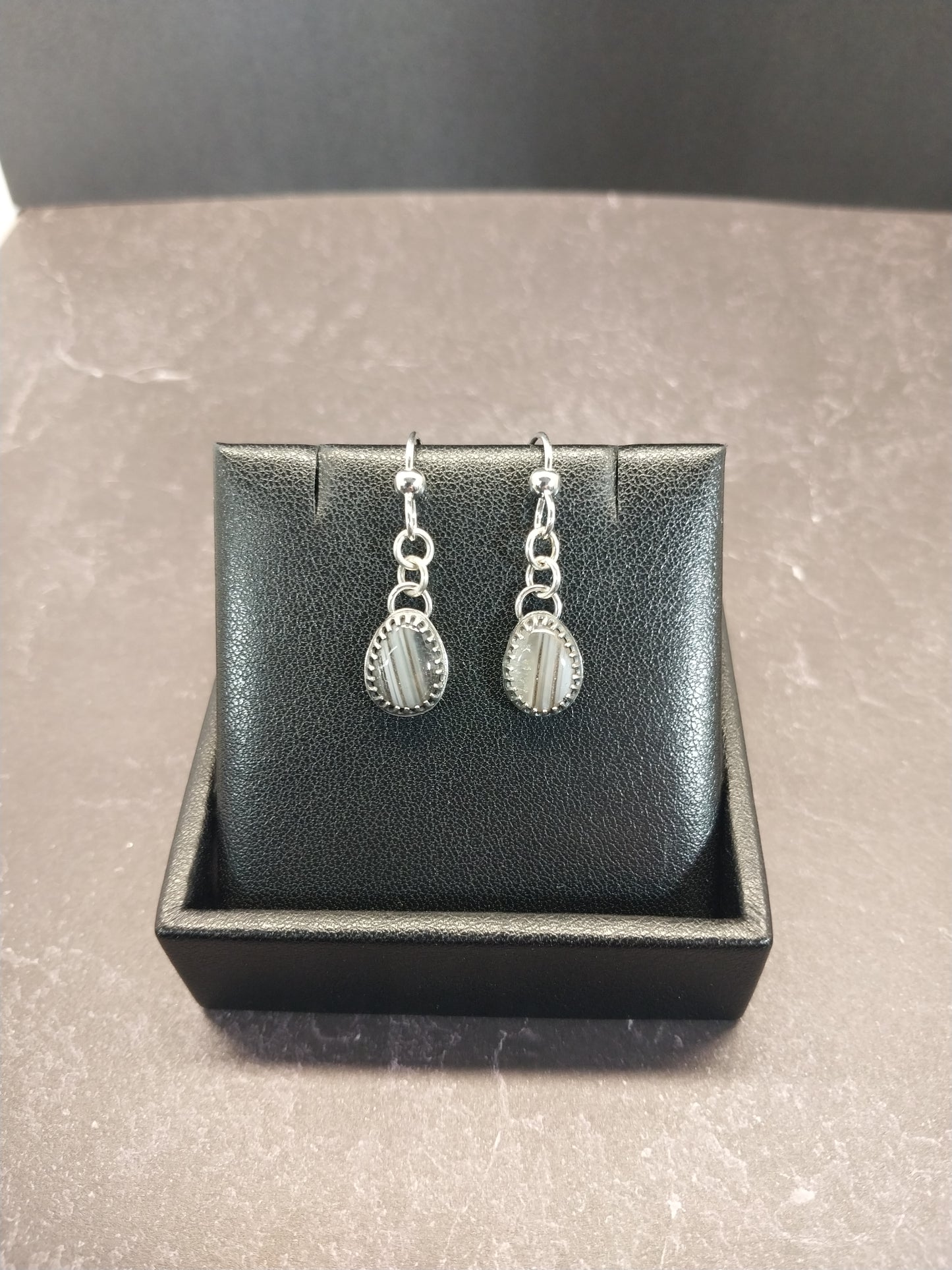 Lake Superior Agate Earring, Matched Set in Solid Sterling Silver