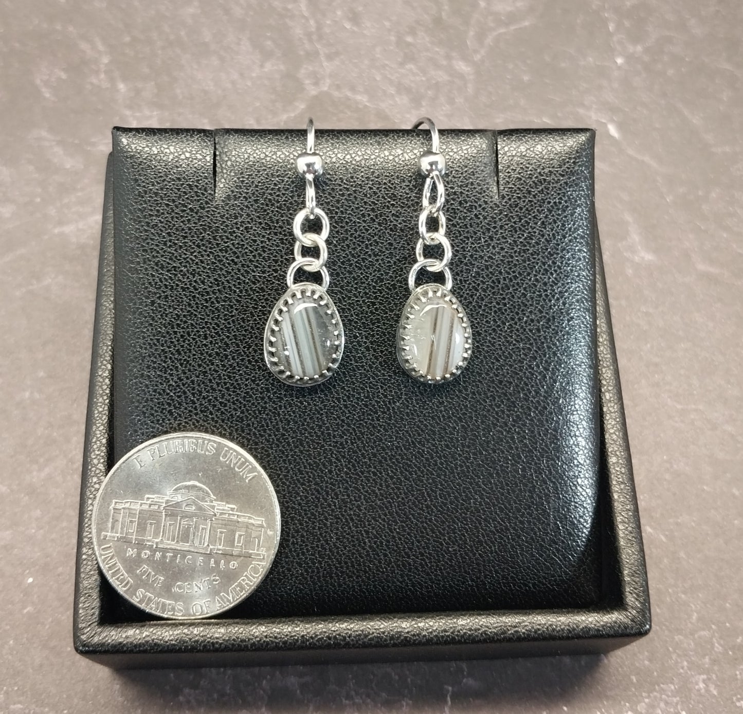 Lake Superior Agate Earring, Matched Set in Solid Sterling Silver