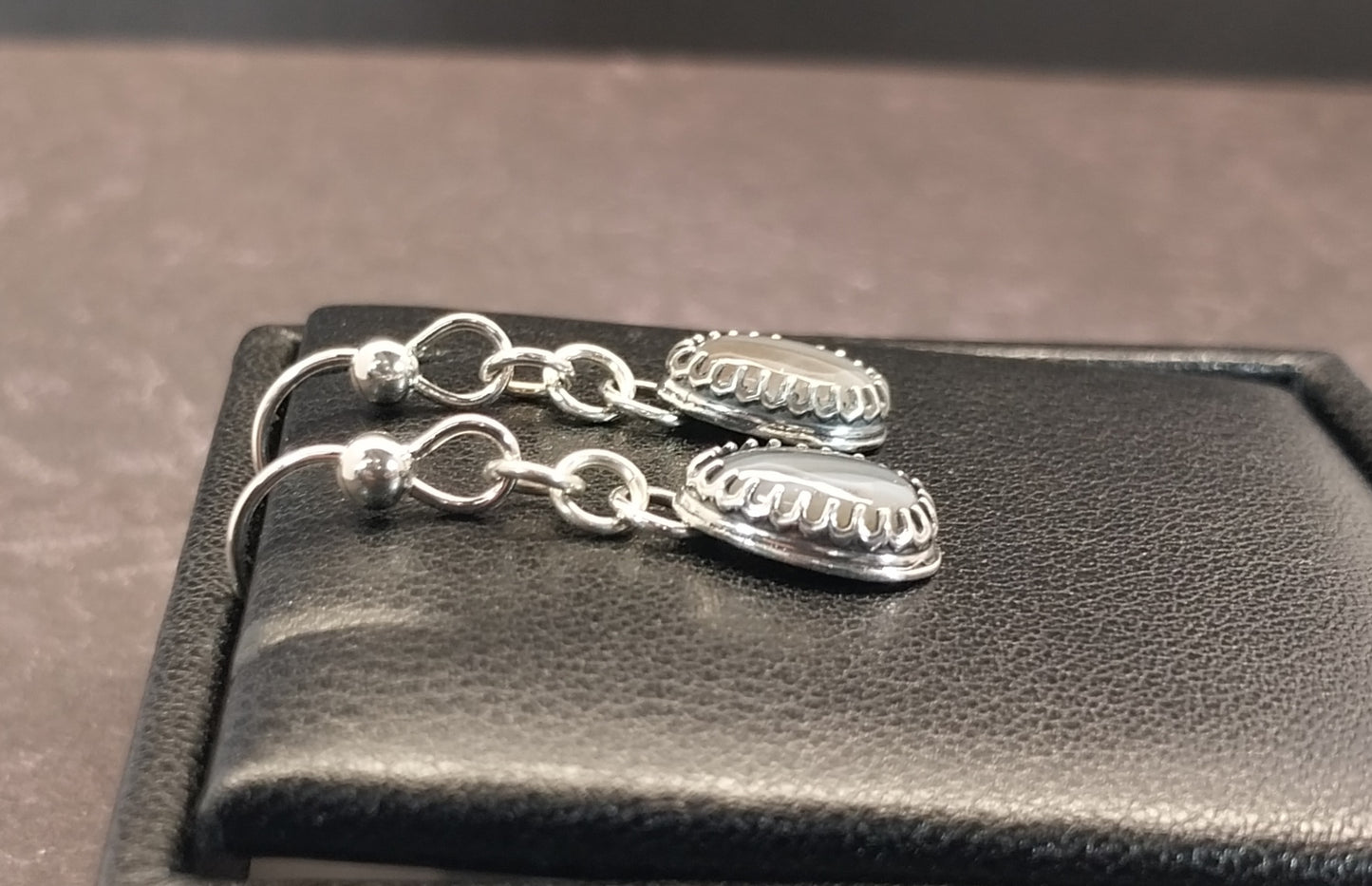 Lake Superior Agate Earring, Matched Set in Solid Sterling Silver