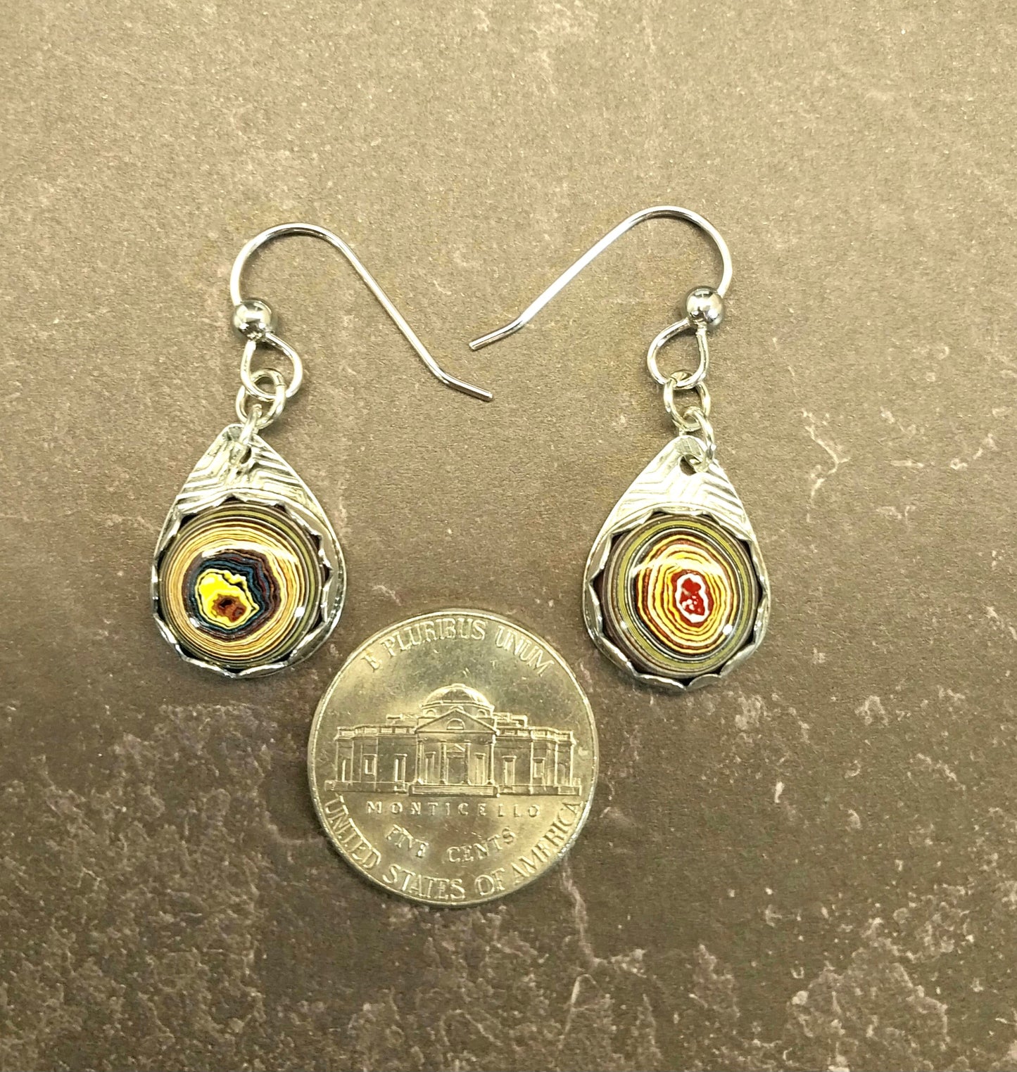 Fordite Earrings Recycled Corvetteite Fordite in Sterling Silver