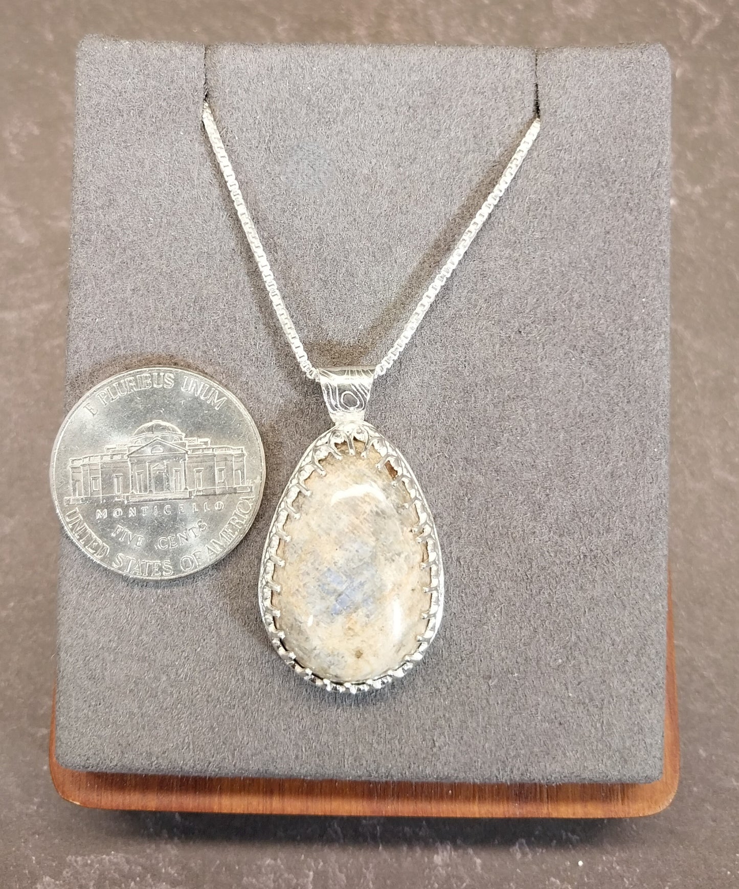 Wisconsin Moonstone Necklace in Solid Sterling Silver