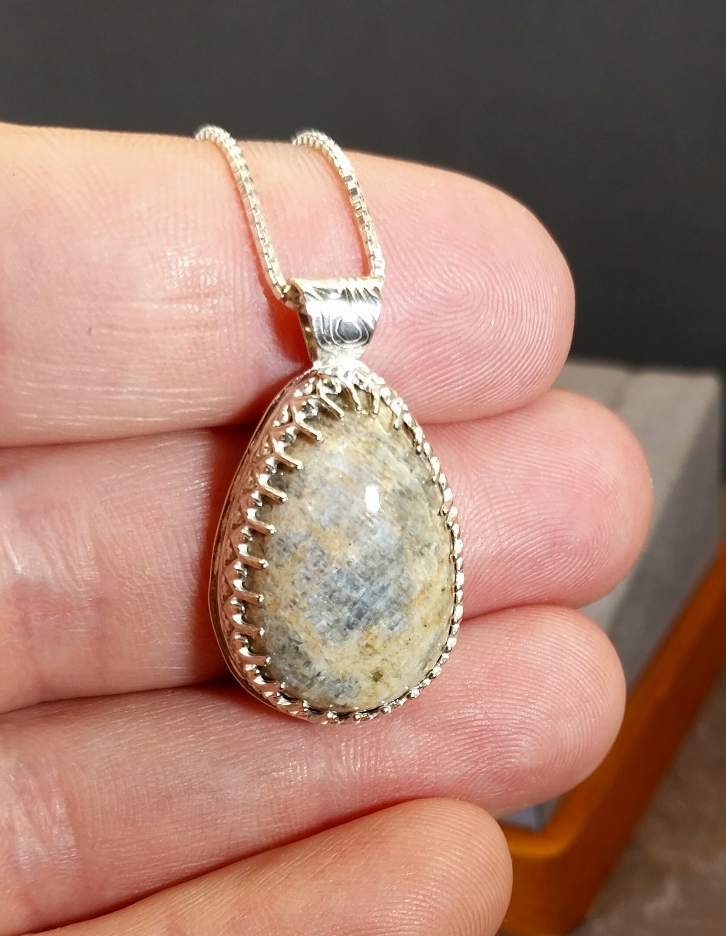 Wisconsin Moonstone Necklace in Solid Sterling Silver