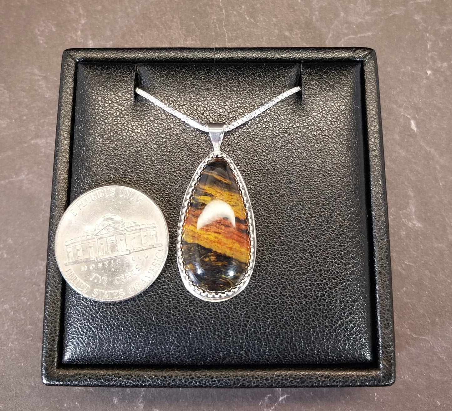 Petrified Wood Sterling Silver Necklace, Arizona Opalized Petrified Wood