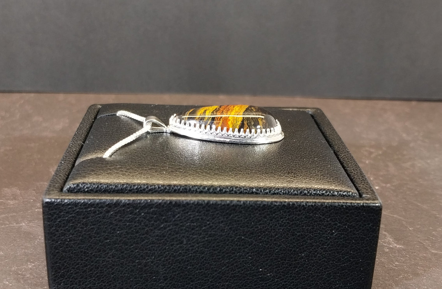 Petrified Wood Sterling Silver Necklace, Arizona Opalized Petrified Wood