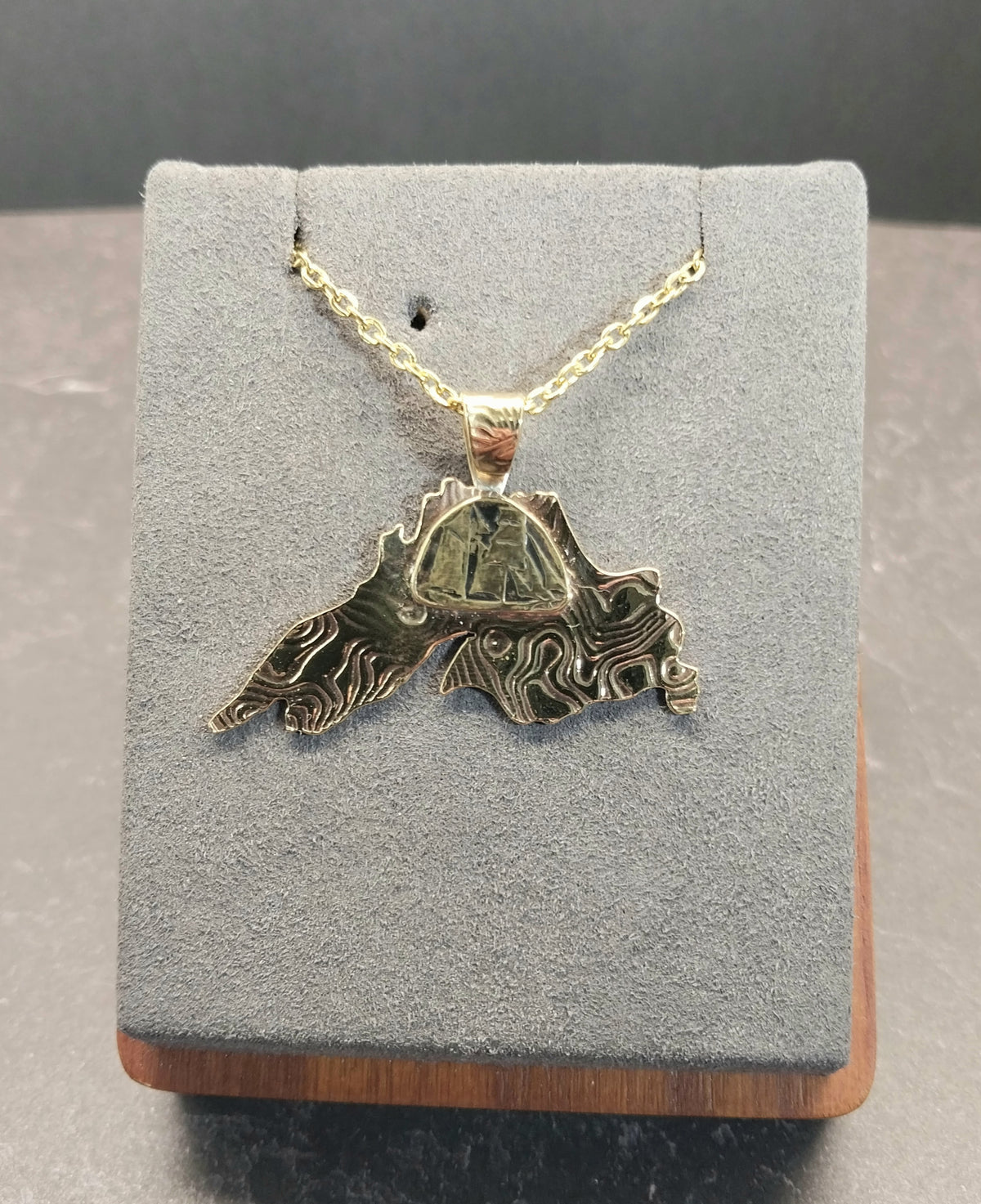 Lake Superior Necklace in Brass, Sailing Ship