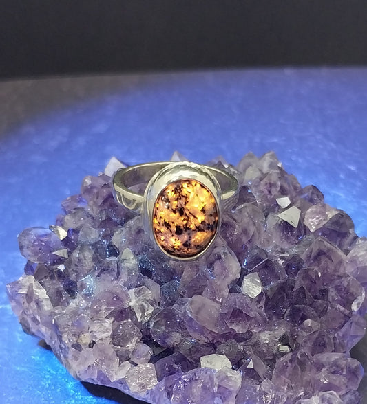 Lake Superior Yooper Sodalite Ring, Size 7 Adjustable, Solid Silver
