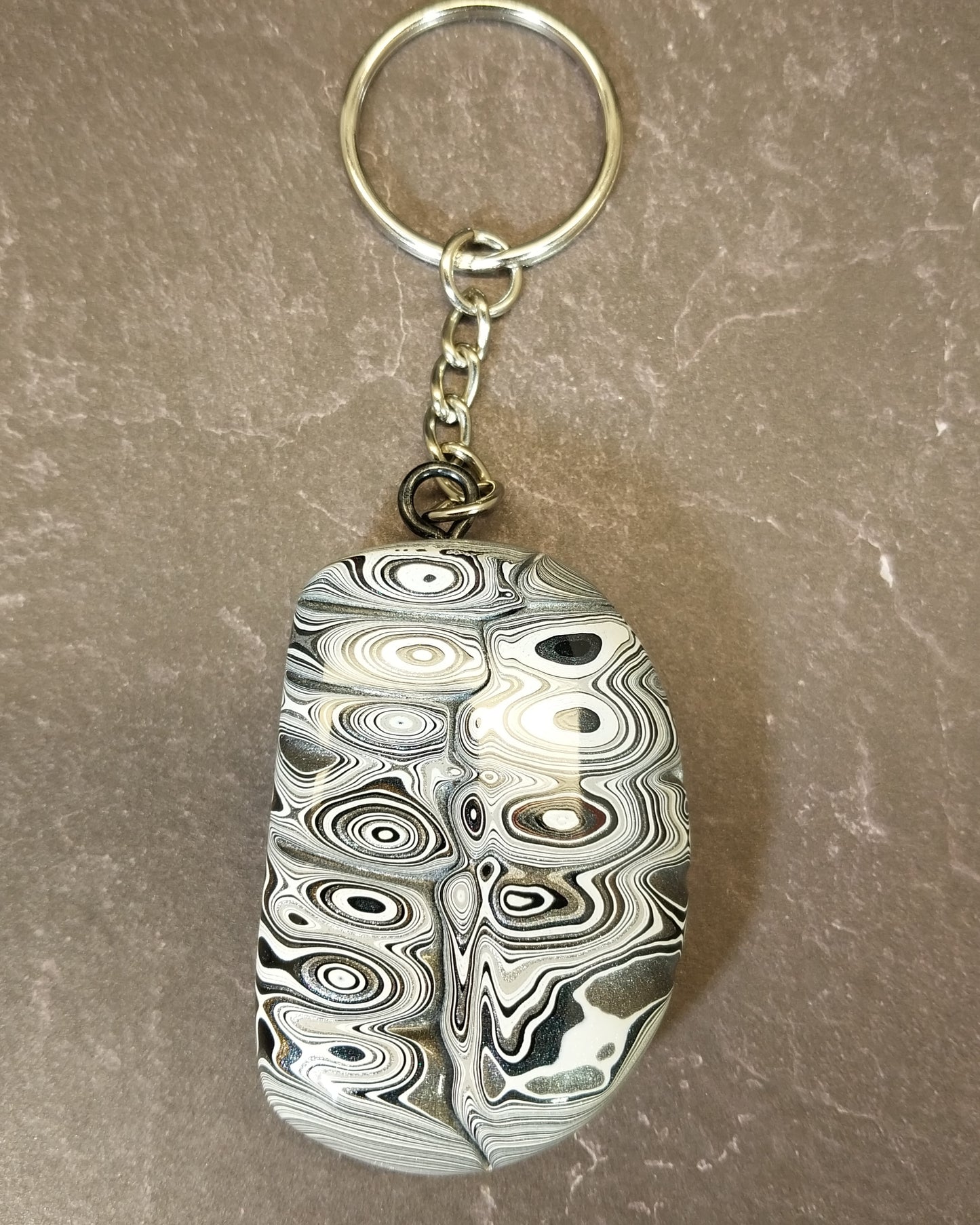 Fordite Keychain with Michigan Fordite