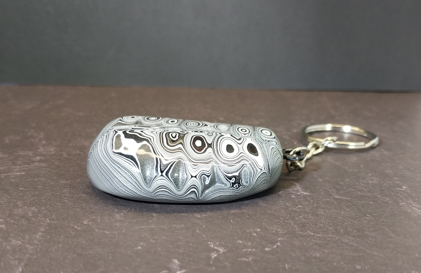 Fordite Keychain with Michigan Fordite