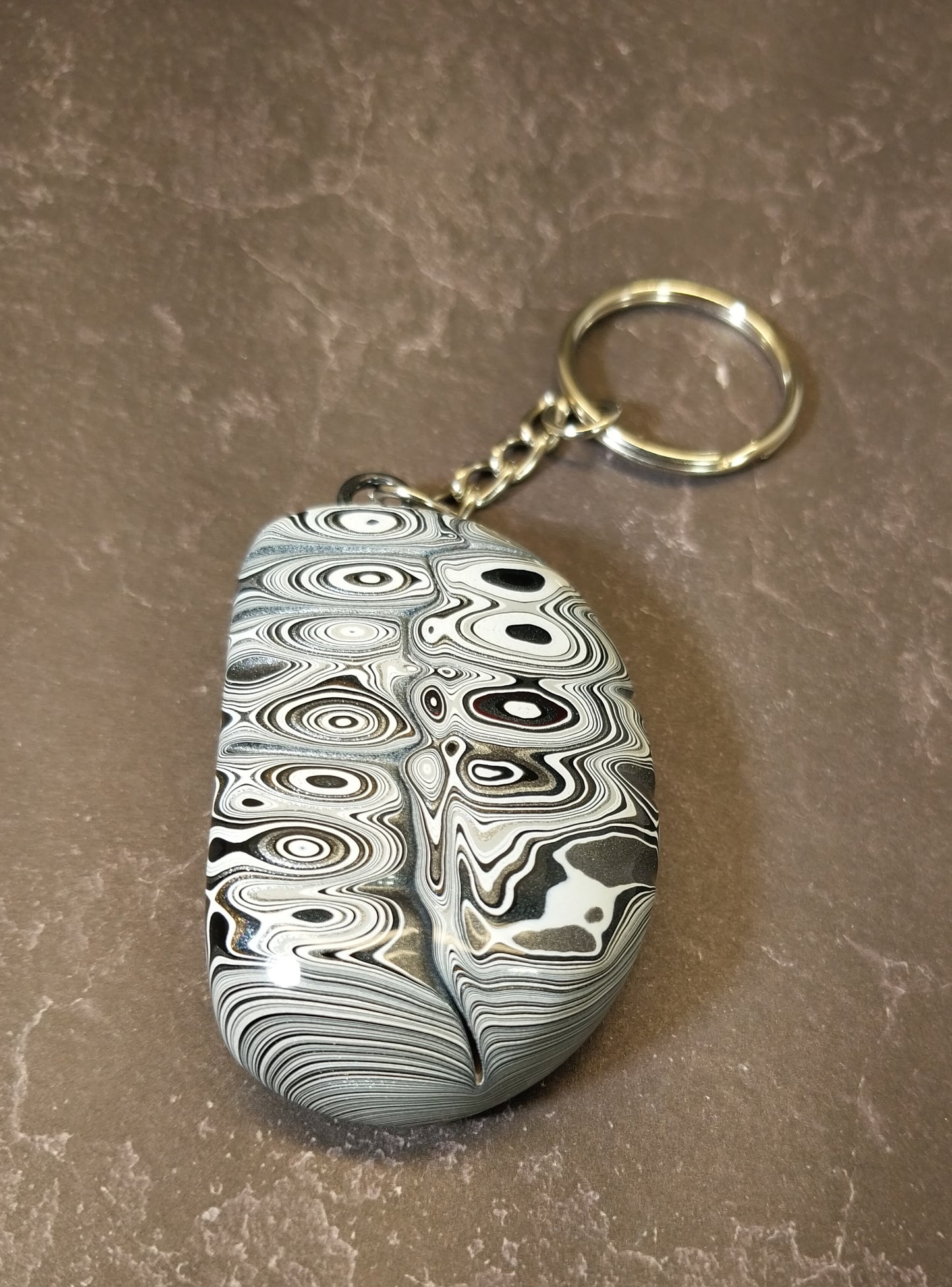 Fordite Keychain with Michigan Fordite