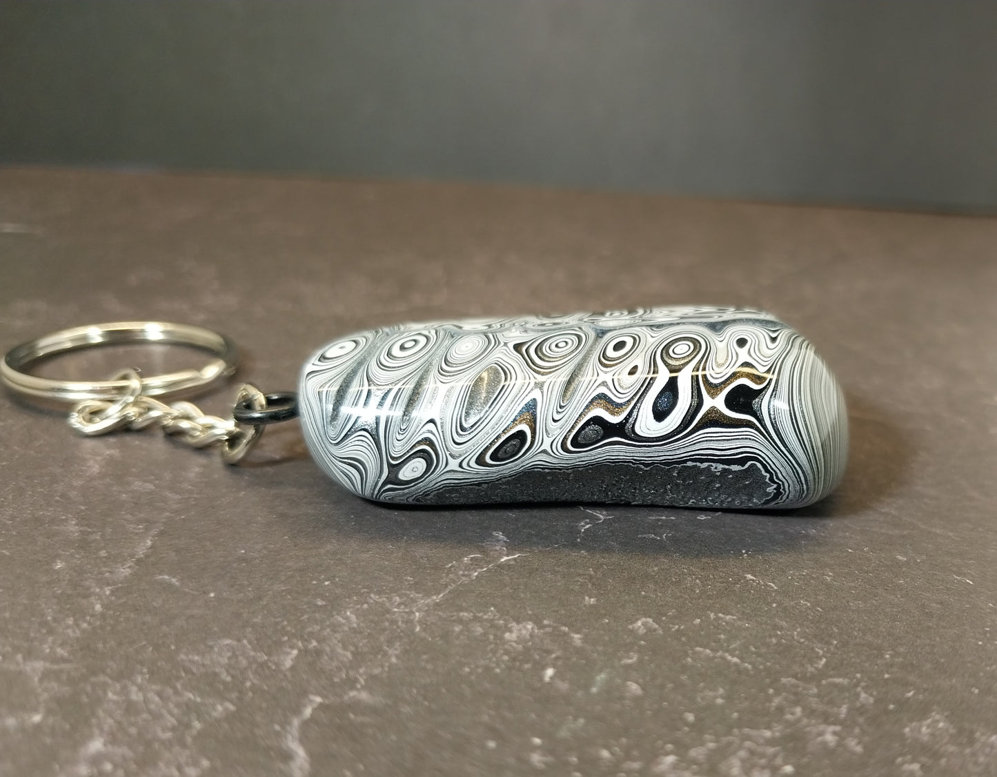 Fordite Keychain with Michigan Fordite