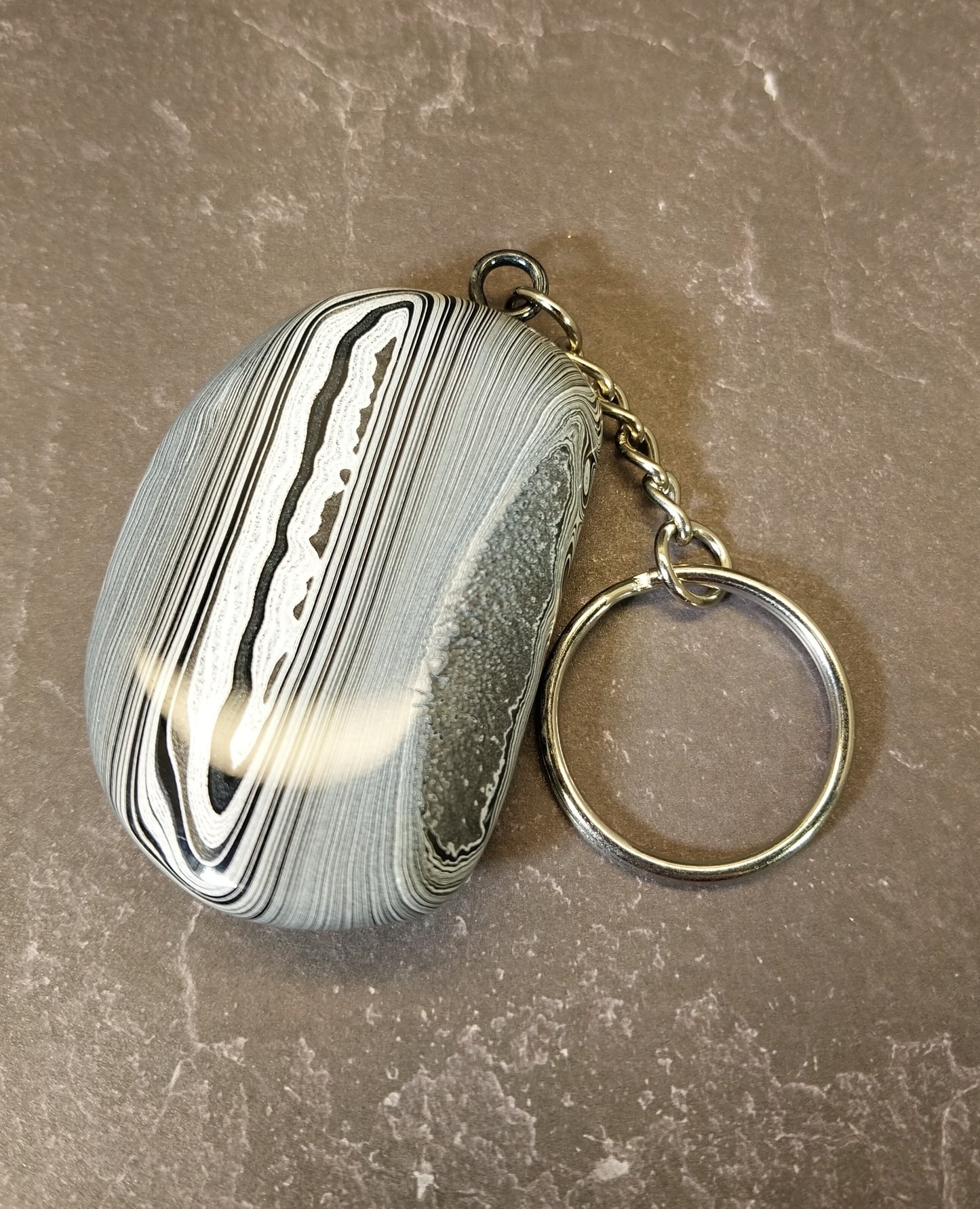 Fordite Keychain with Michigan Fordite