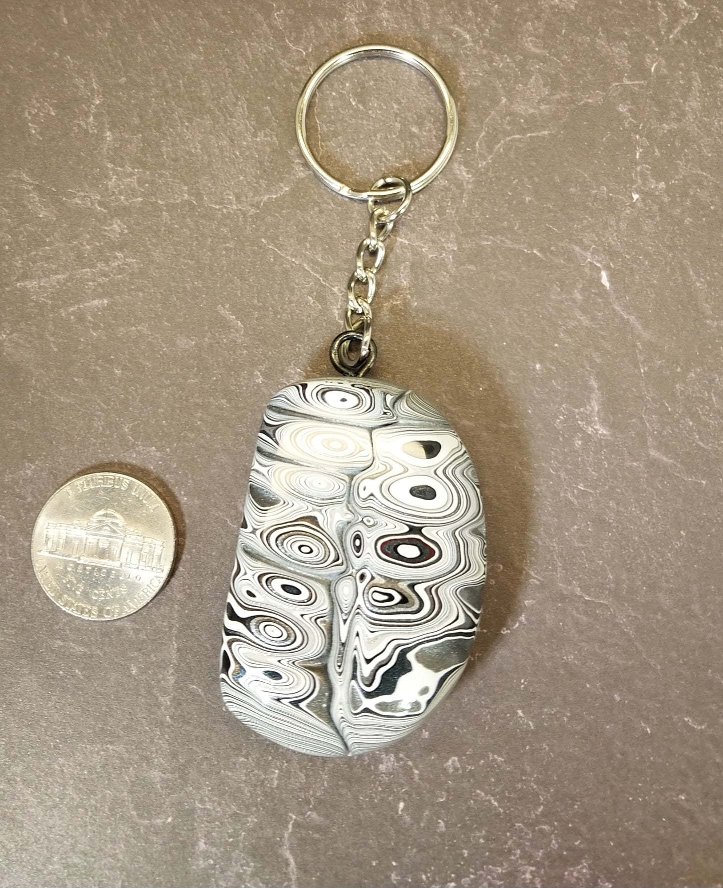 Fordite Keychain with Michigan Fordite