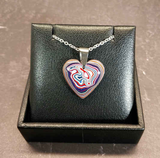 Fordite Necklace Stainless Steel Chain Wild Patterns