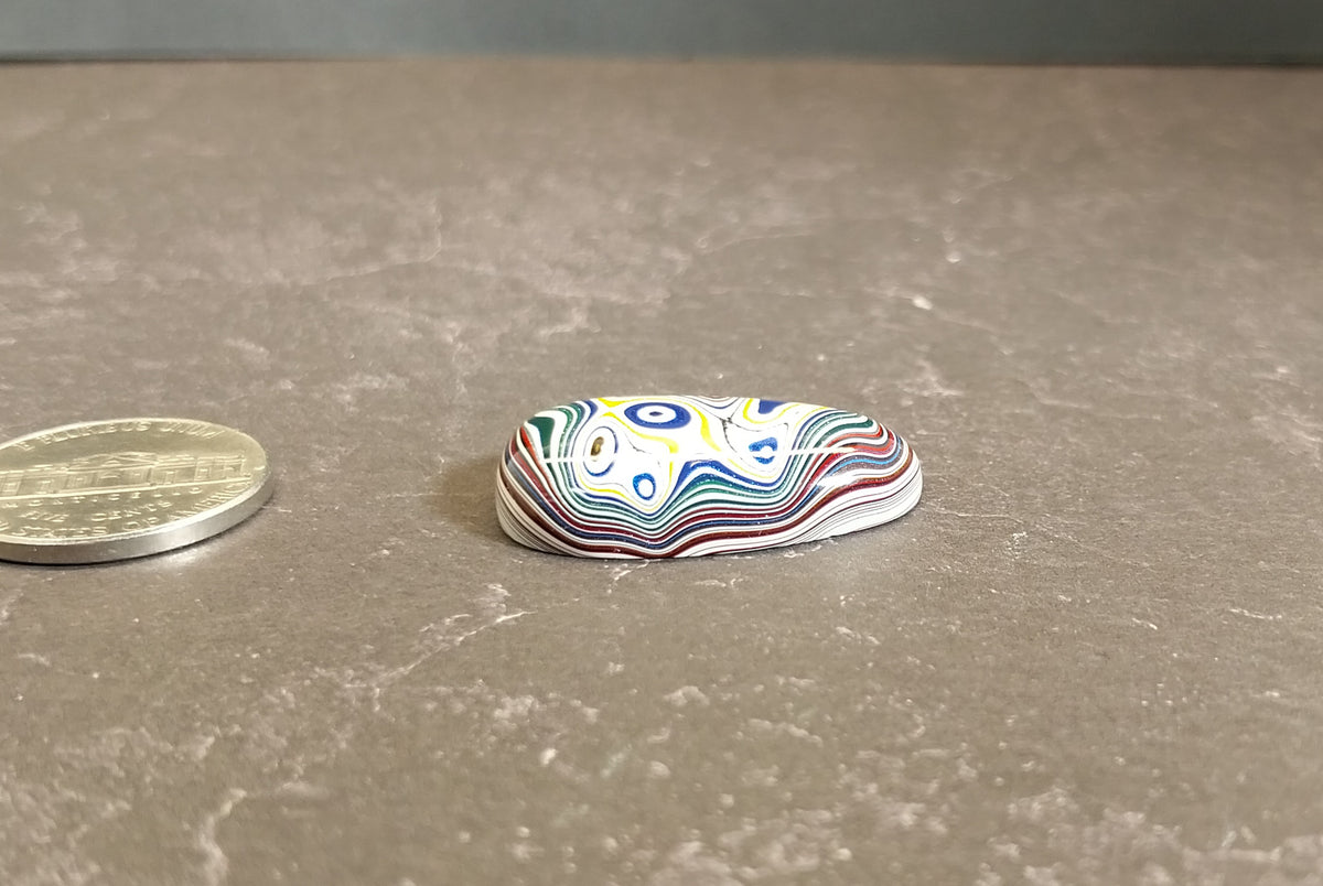 Fordite Cabochon, Domed Teardrop