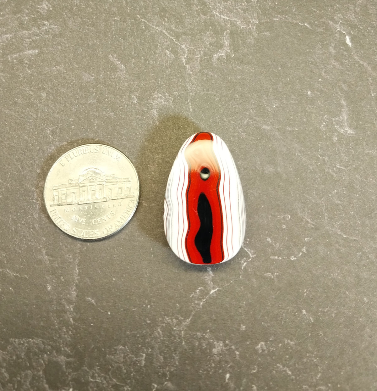 Fordite Cabochon, Domed Teardrop