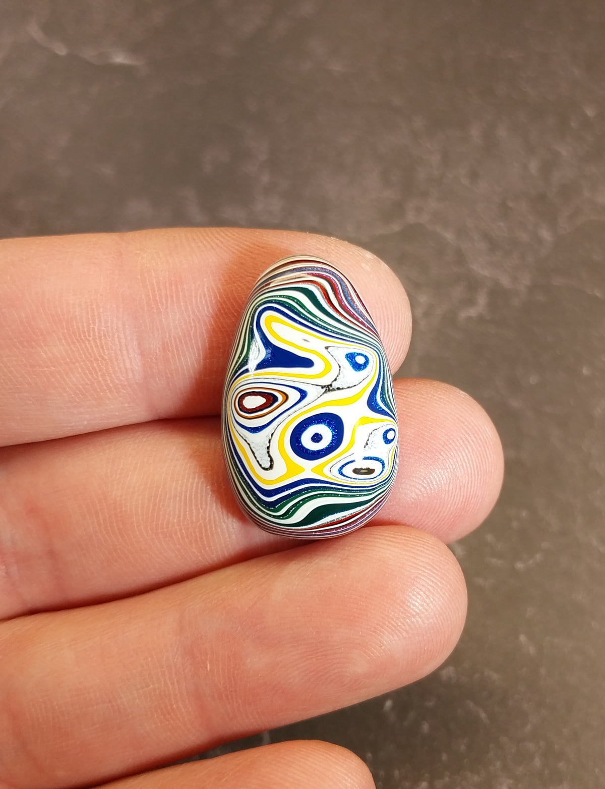 Fordite Cabochon, Domed Teardrop