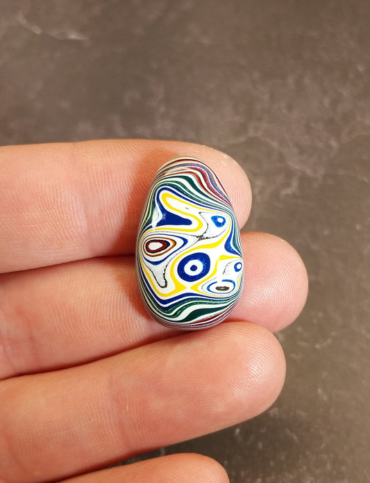 Fordite Cabochon, Domed Teardrop