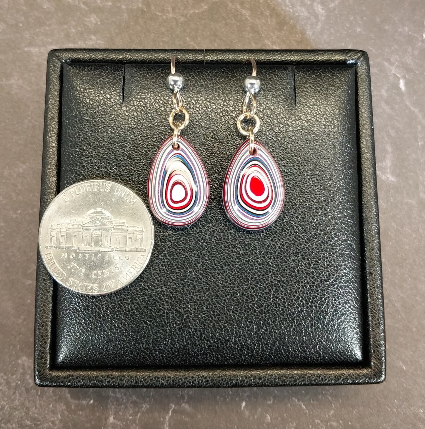 Fordite Earrings, Domed Teardrops with Gold Filled Ear Wires ET300