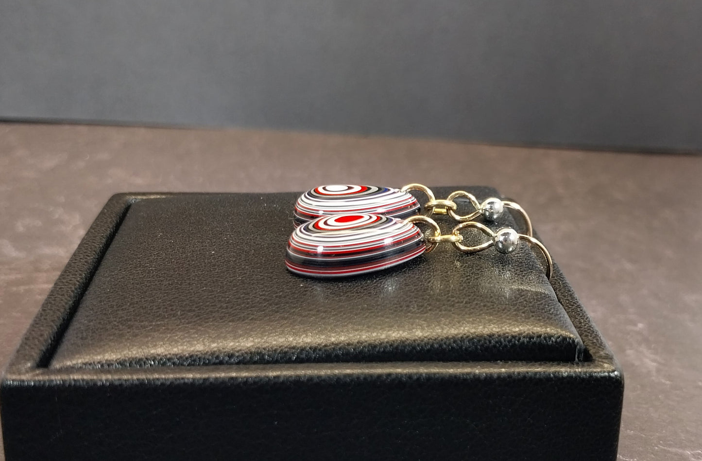 Fordite Earrings, Domed Teardrops with Gold Filled Ear Wires ET300