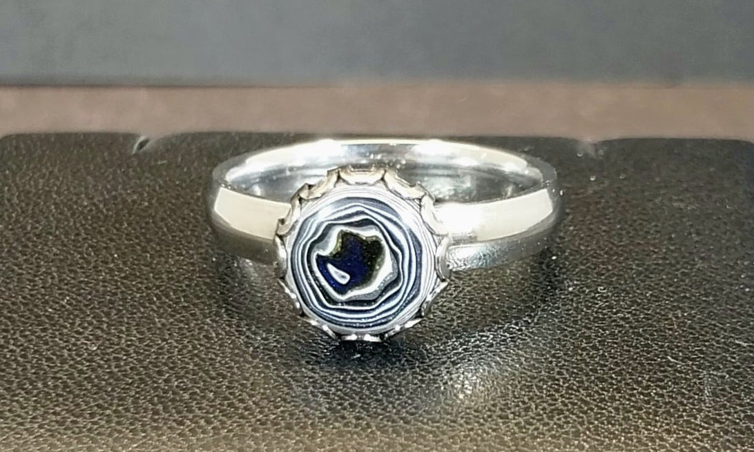 Fordite Ring, Solid Silver, Size 7, Ohio Fordite, Happy Agate Studio, EB97