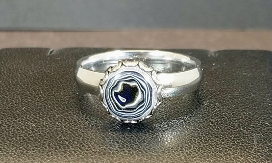 Fordite Ring, Solid Silver, Size 7, Ohio Fordite, Happy Agate Studio, EB97