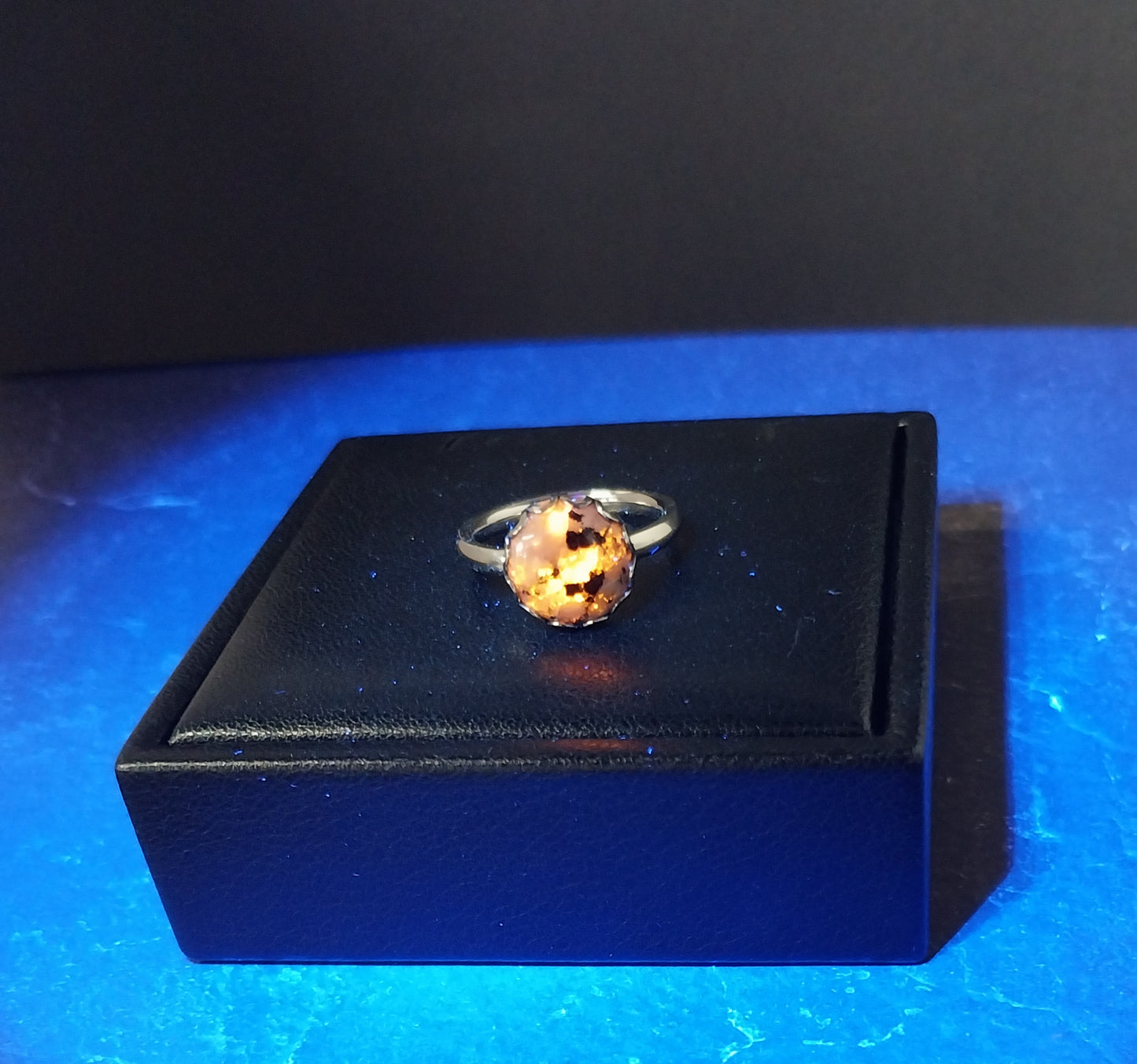 Yooper Stone Ring, Lake Superior Sodalite in Syenite, Happy Agate Studio EB32