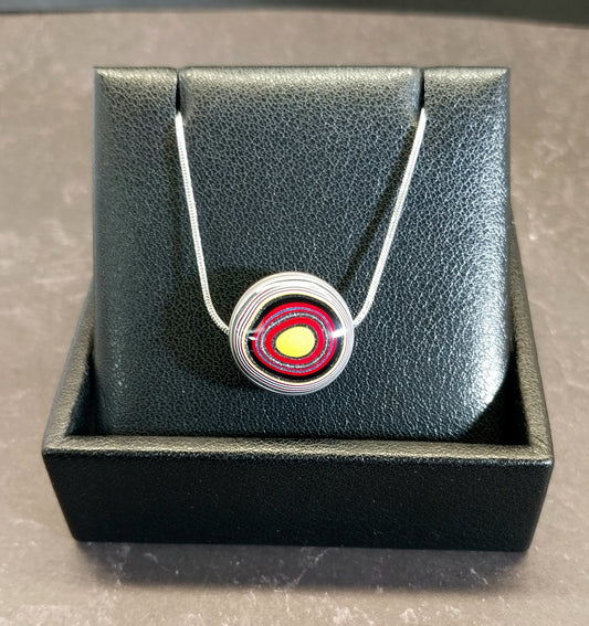 Fordite Necklace Round Side Drilled Bead with Stainless Chain