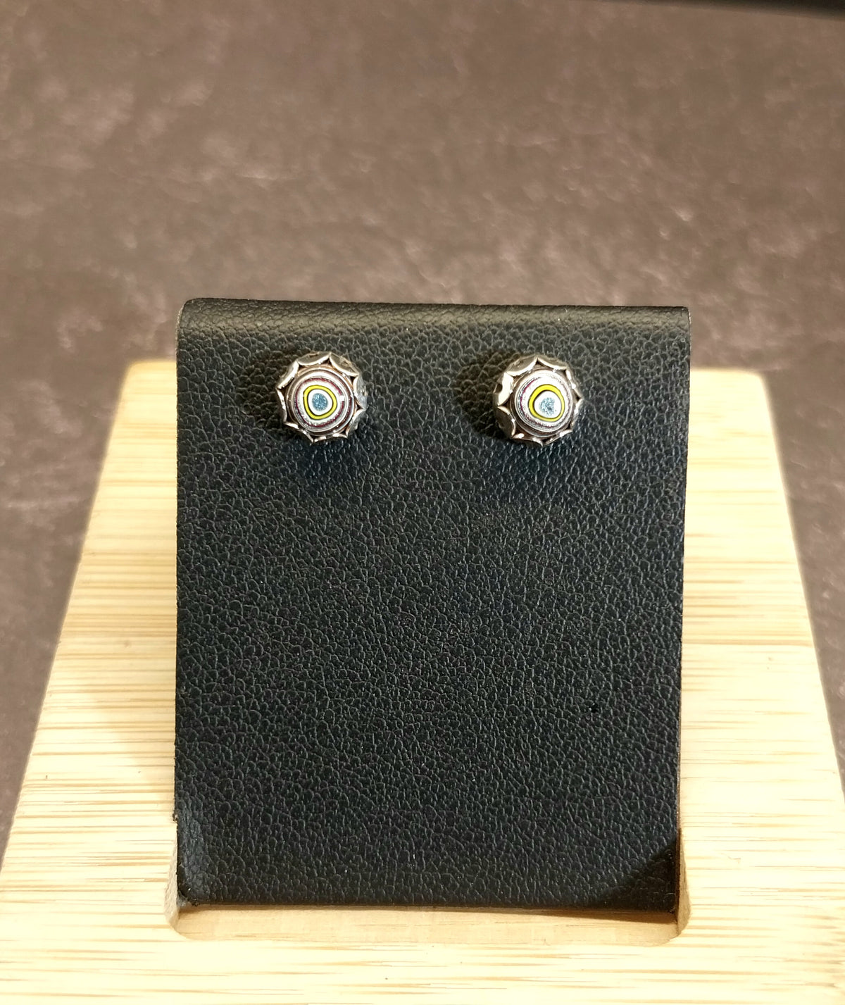 Fordite Earring, Silver Solid 925, Tiny Fordite Stud Earring, Fordite Jewelry, Wisconsin Handmade