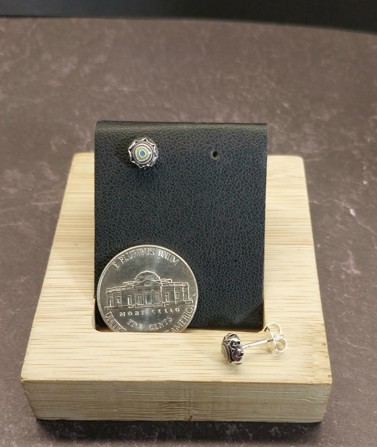 Fordite Earring, Silver Solid 925, Tiny Fordite Stud Earring, Fordite Jewelry, Wisconsin Handmade