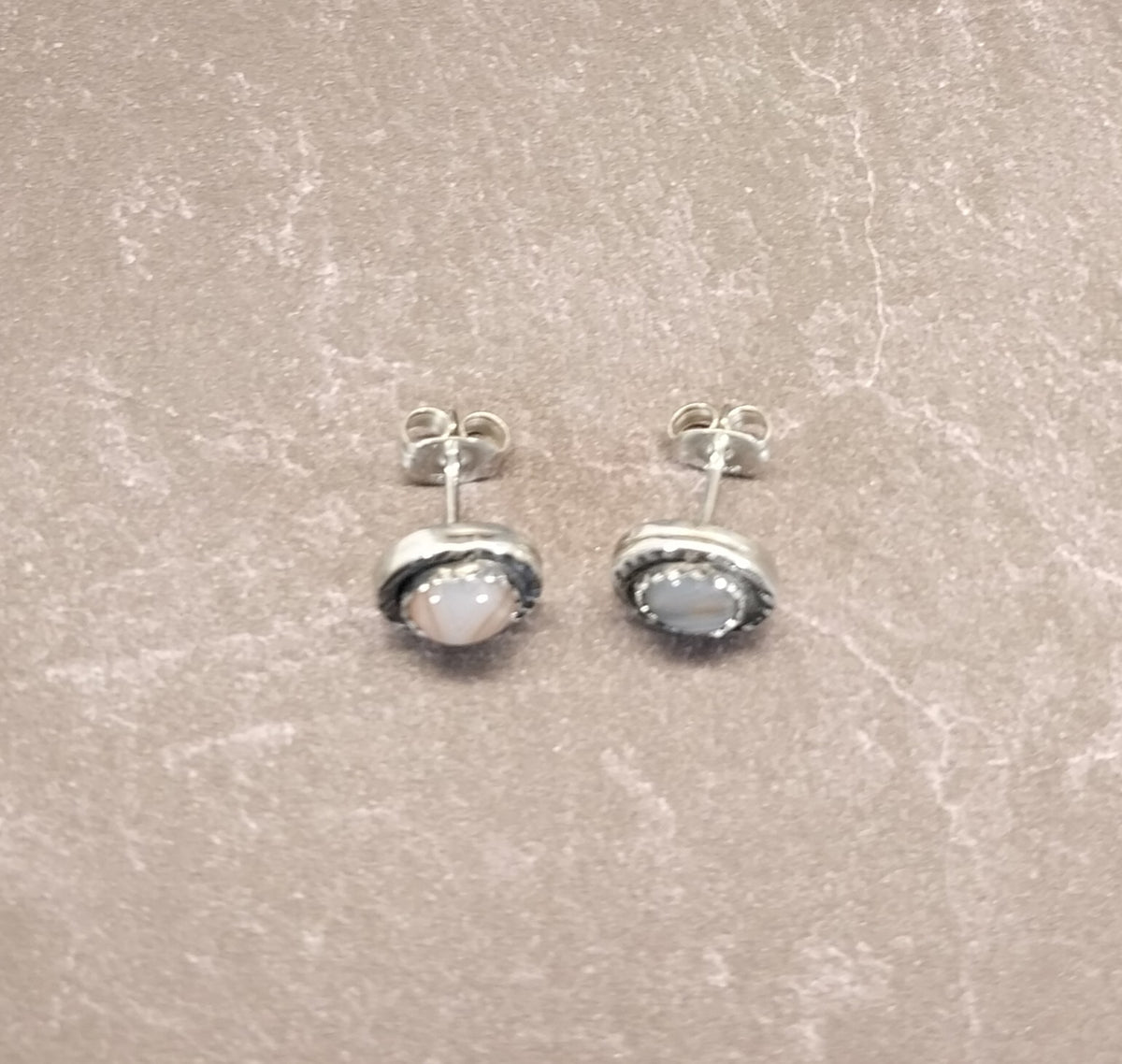Lake Superior Agate Sterling Earring, TINY Minnesota Agate Earrings