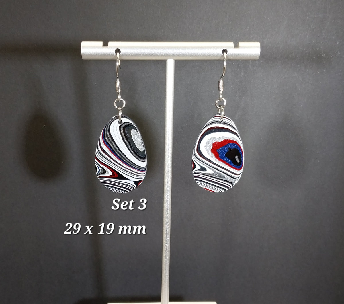 Fordite Earrings in Teardrops with Surgical Steel Ear Wires