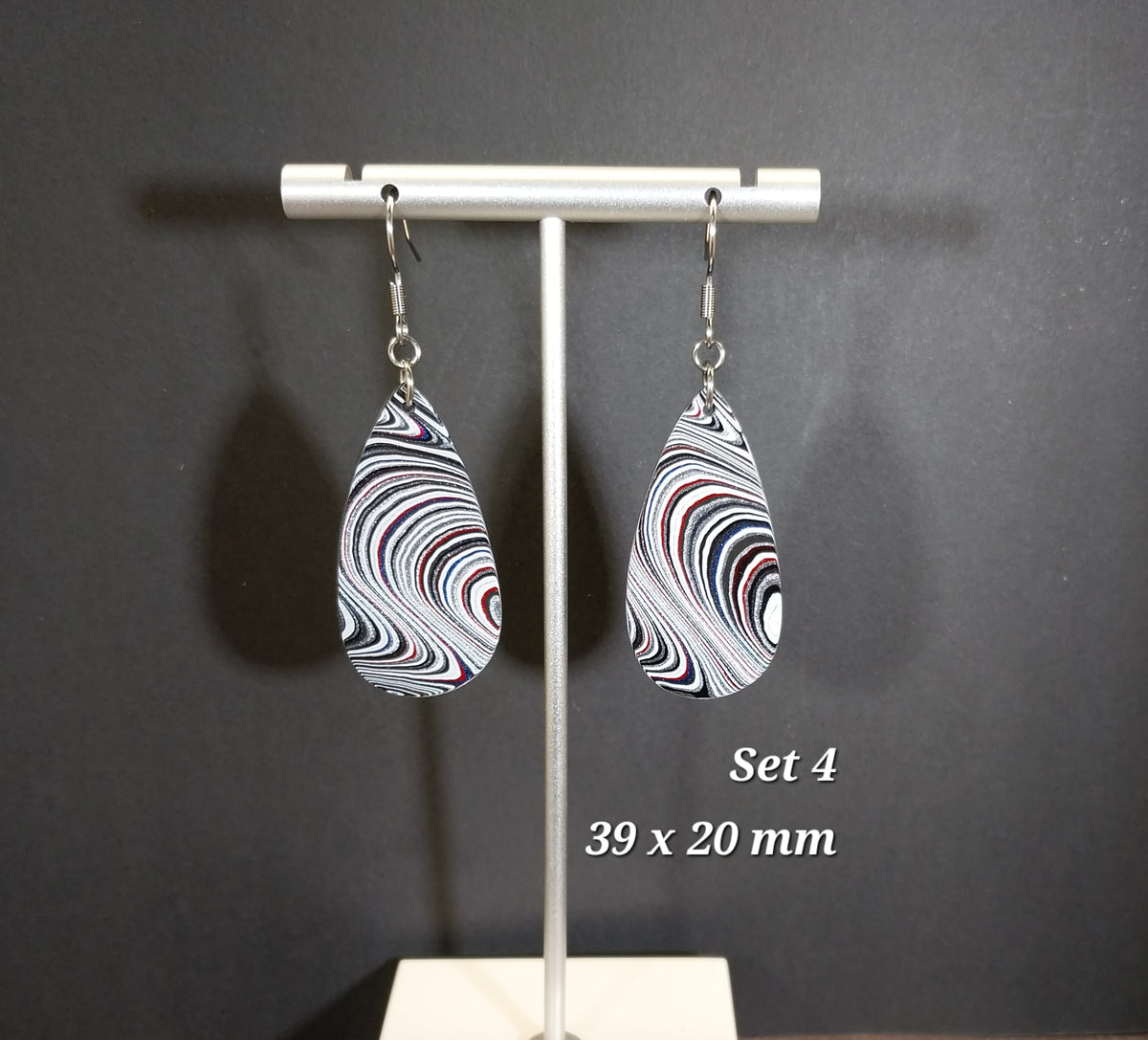 Fordite Earrings in Teardrops with Surgical Steel Ear Wires