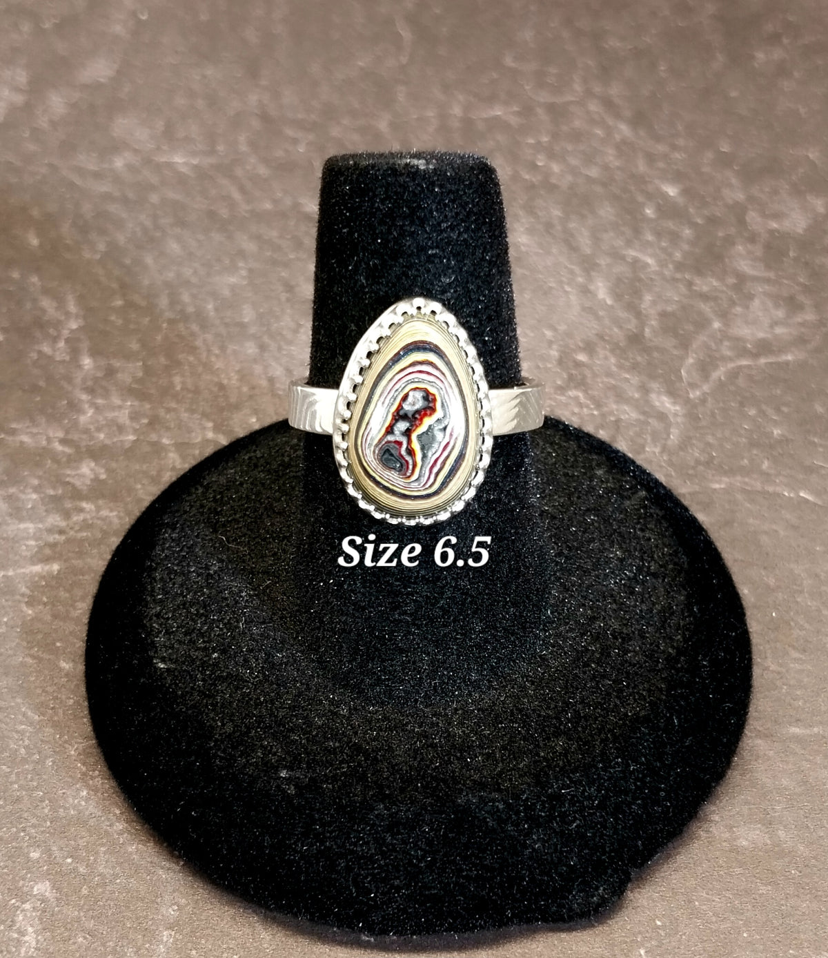 Fordite Corvetteite Silver Ring Vette Ring Pick Your Size, ET162