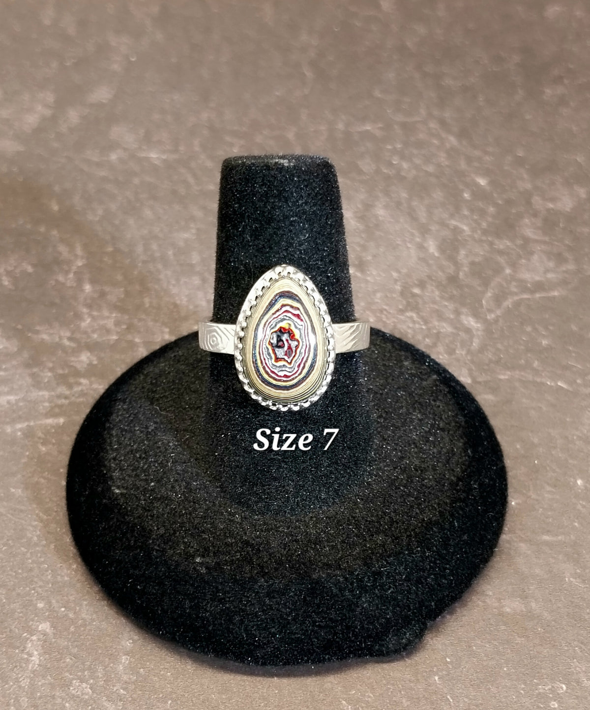 Fordite Corvetteite Silver Ring Vette Ring Pick Your Size, ET162